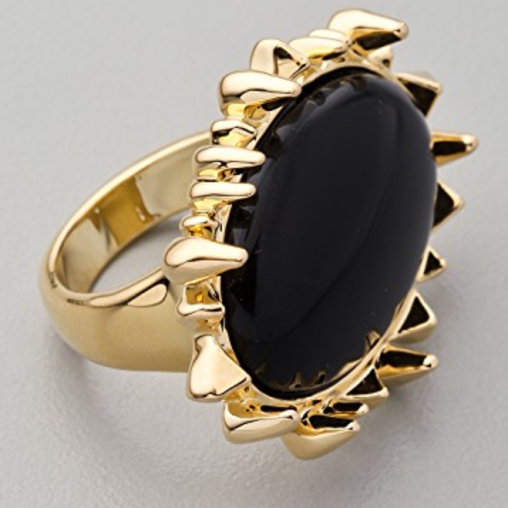 House Of Harlow 1960 Black Cabachon Cocktail Ring